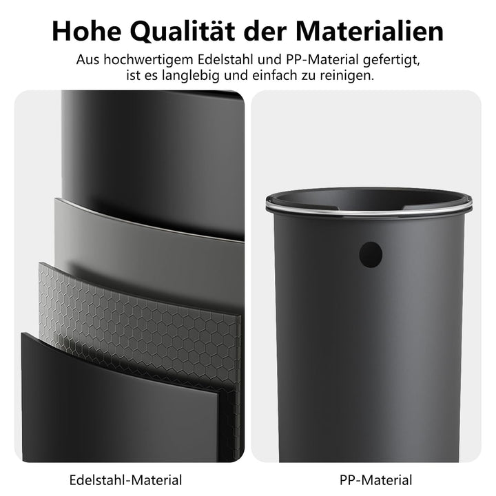 mVm Mülleimer Bad 3L, Mülleimer mit Deckel, Schwarz | Soft-Close, Herausnehmbarem Inneneimer, Finger