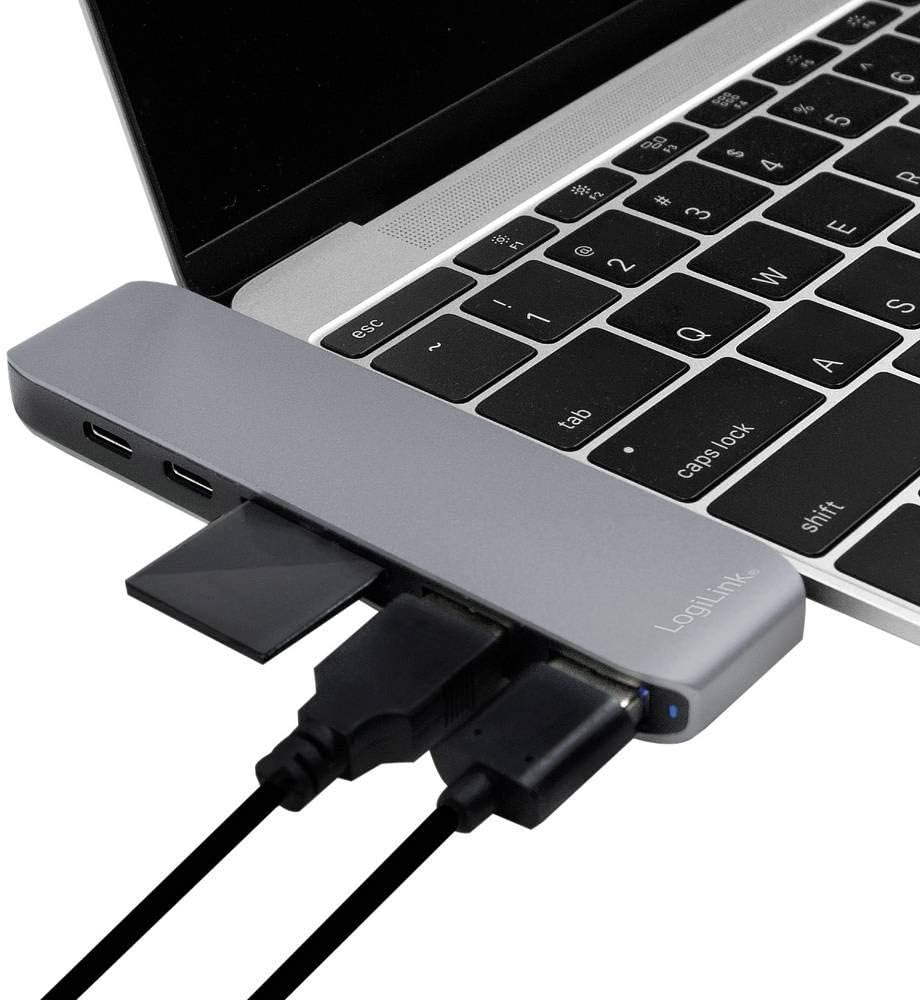 LogiLink 7-in-1 Multifunktions Hub (Type USB-C) mit PD (Power Delivery), Aluminium-Legierung, UA0302