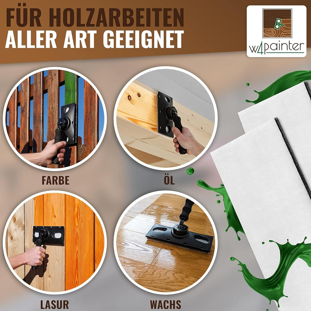 W4 Flächenstreicher für Holz - 3er Streichset Holz - ideale Pinsel Alternative - Streichwerkzeug für