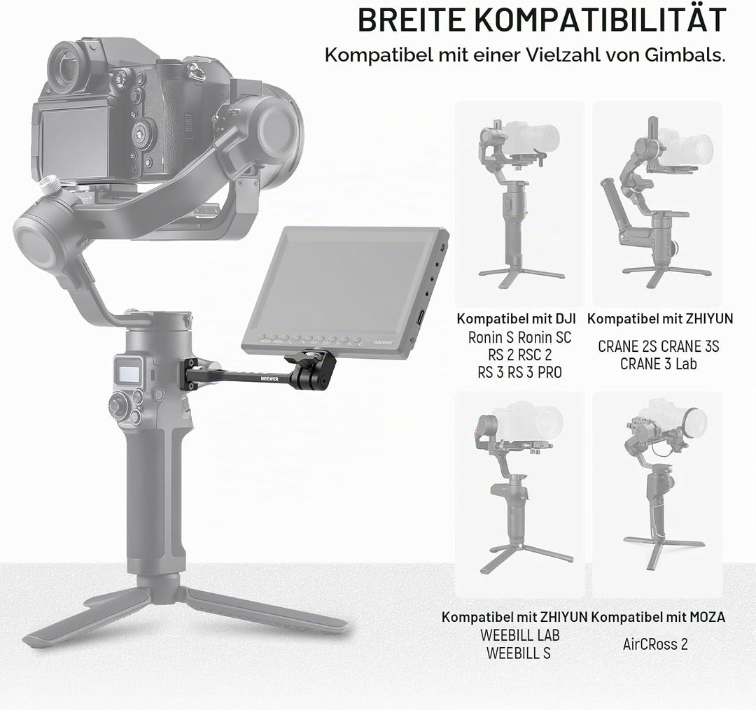 NEEWER Verstellbare Feldmonitorhalterung, 360° drehbare Kameramonitorhalterung mit 1/4" Gewinde, Kom