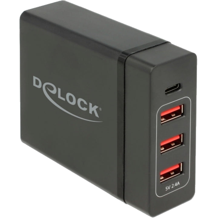 Delock Netzteil extern USB Type-C PD3.0 + 3X USB A Buchse 60W+12W schwarz
