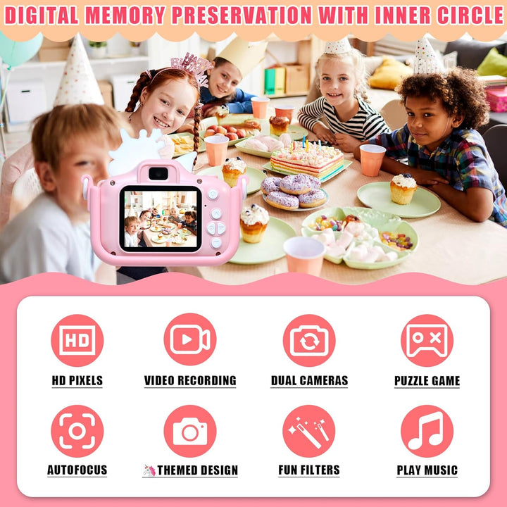 Kinderkamera, Digitalkamera Kinder 1080P 2,0"-Bildschirm Kinder Kamera mit 32GB Karte, Selfie Digita