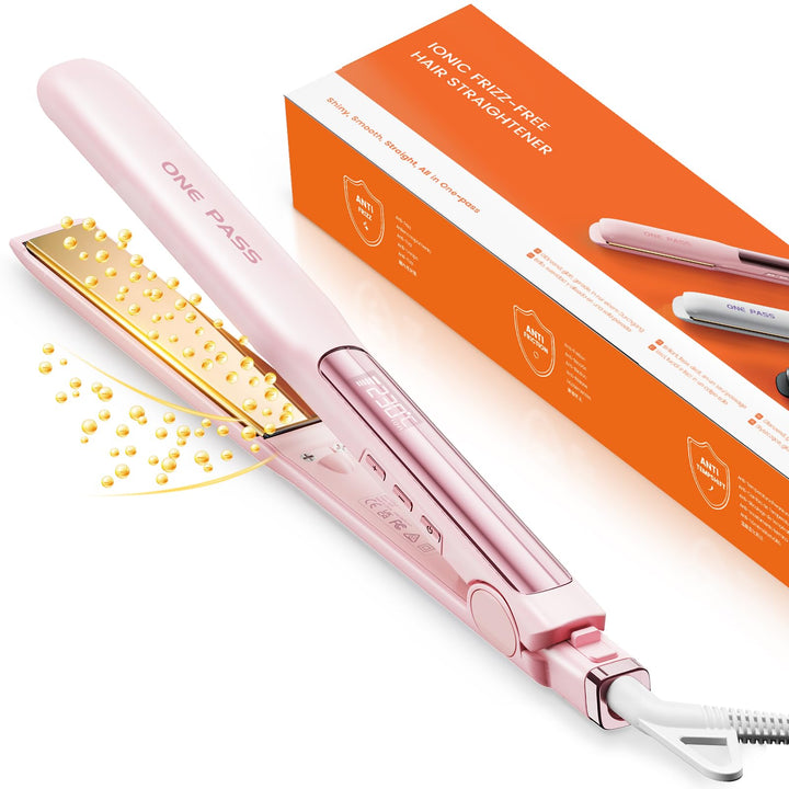 Faszin 2 in 1 Glätteisen Locken und Glätten, 20s Schnellaufheizung, Titanplatten Ionen Haarglätter f