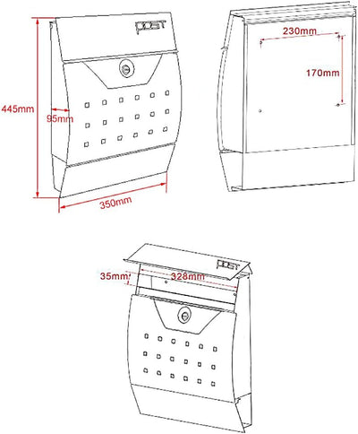 Briefkasten-Set Wandbriefkasten V4 Anthrazit pulverbeschichtet Einfach