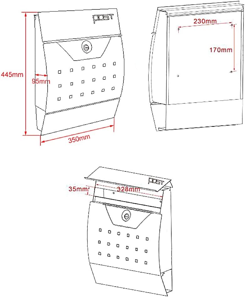 Briefkasten-Set Wandbriefkasten V4 Anthrazit pulverbeschichtet Einfach