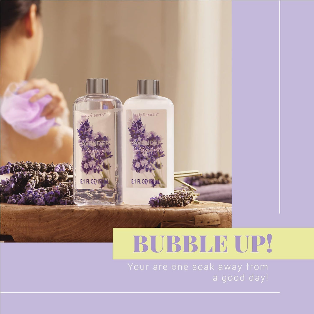 BODY & EARTH Geschenkset für Frauen - 11 tlg. Badeset Geschenke mit Lavendel Duft Produkte, Geschenk