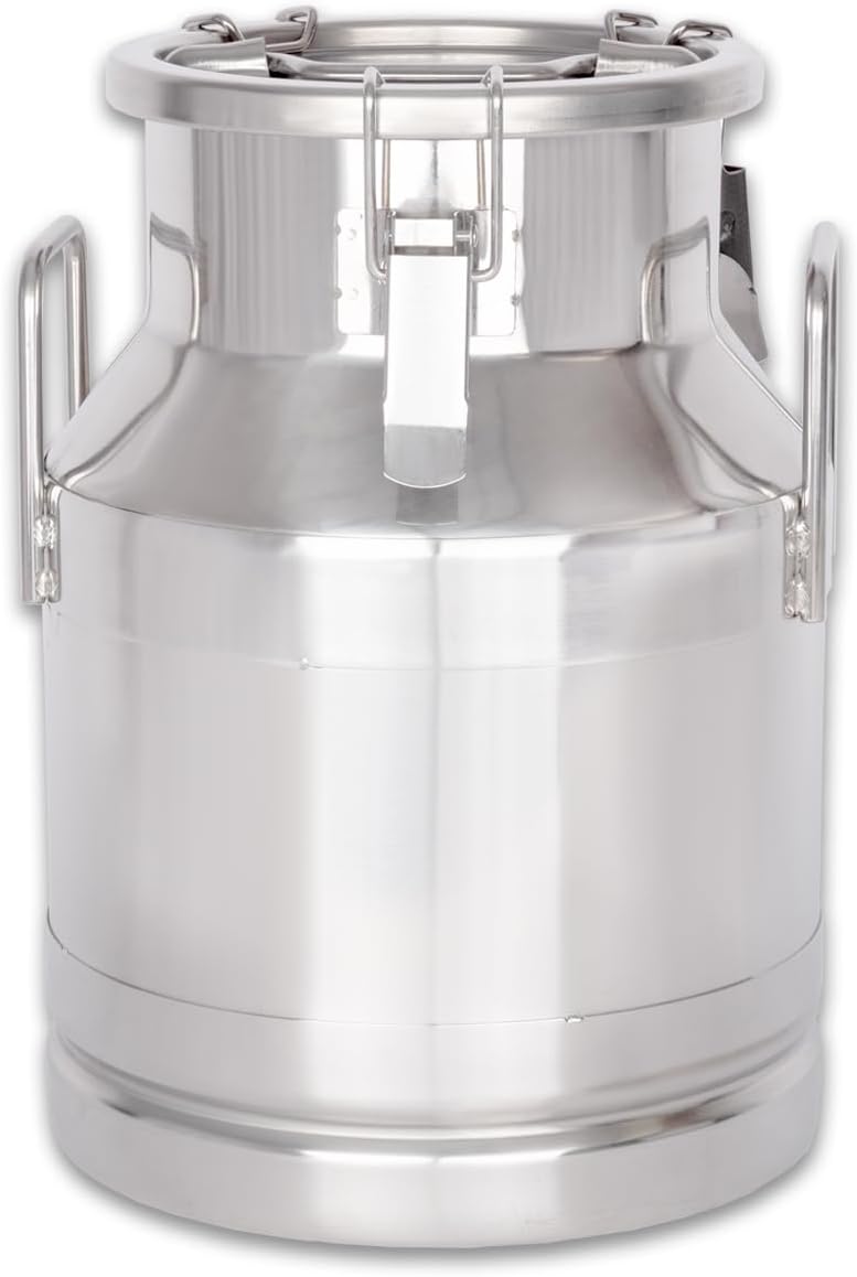 Beeketal 'BMK-10' Milchkanne Transportkanne 10 Liter aus Edelstahl, auslaufsicherer Deckel mit Spann