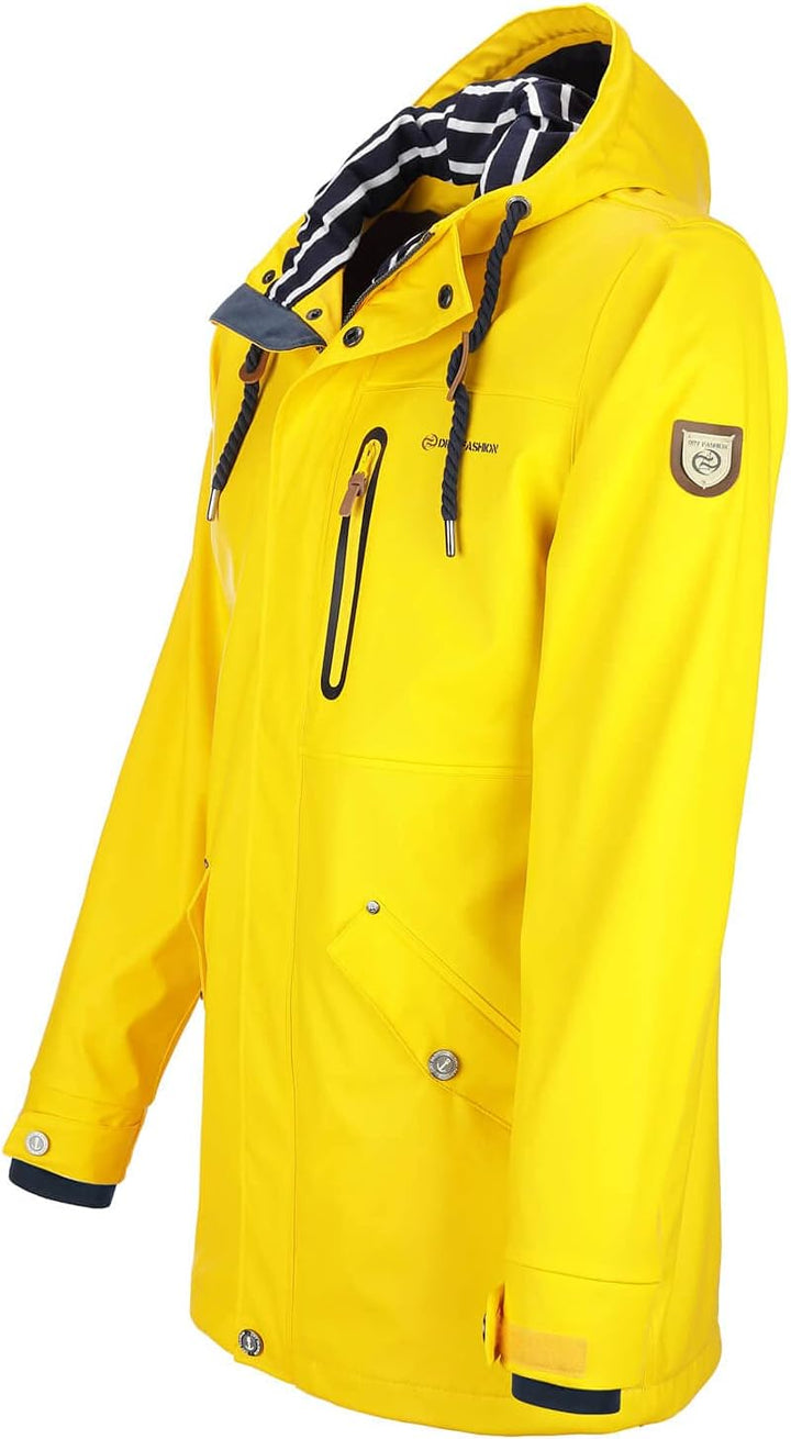 Dry Fashion Herren PU-Parka Lübeck - Regenjacke Herren Wasserdicht Winddicht Reissverschluss Outdoor