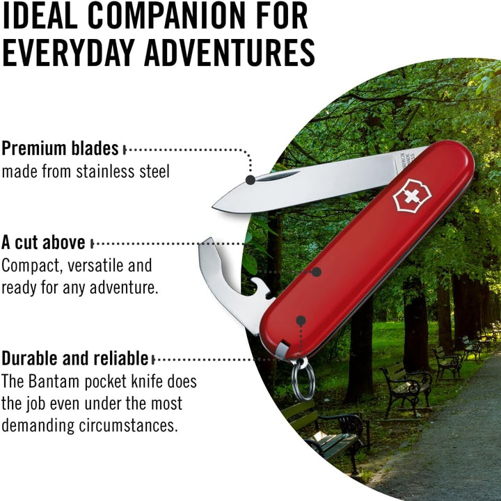 Victorinox Schweizer Taschenmesser, Bantam, Swiss Army Knife, Multitool, 8 Funktionen, Klinge, Dosen