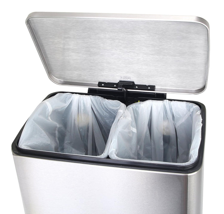 EKO E-Cube Tretmülleimer 10+9L Mülltrenner (32 x 36,6 x 44,5 cm, Dämpfer-System, Fingerabdruck frei,