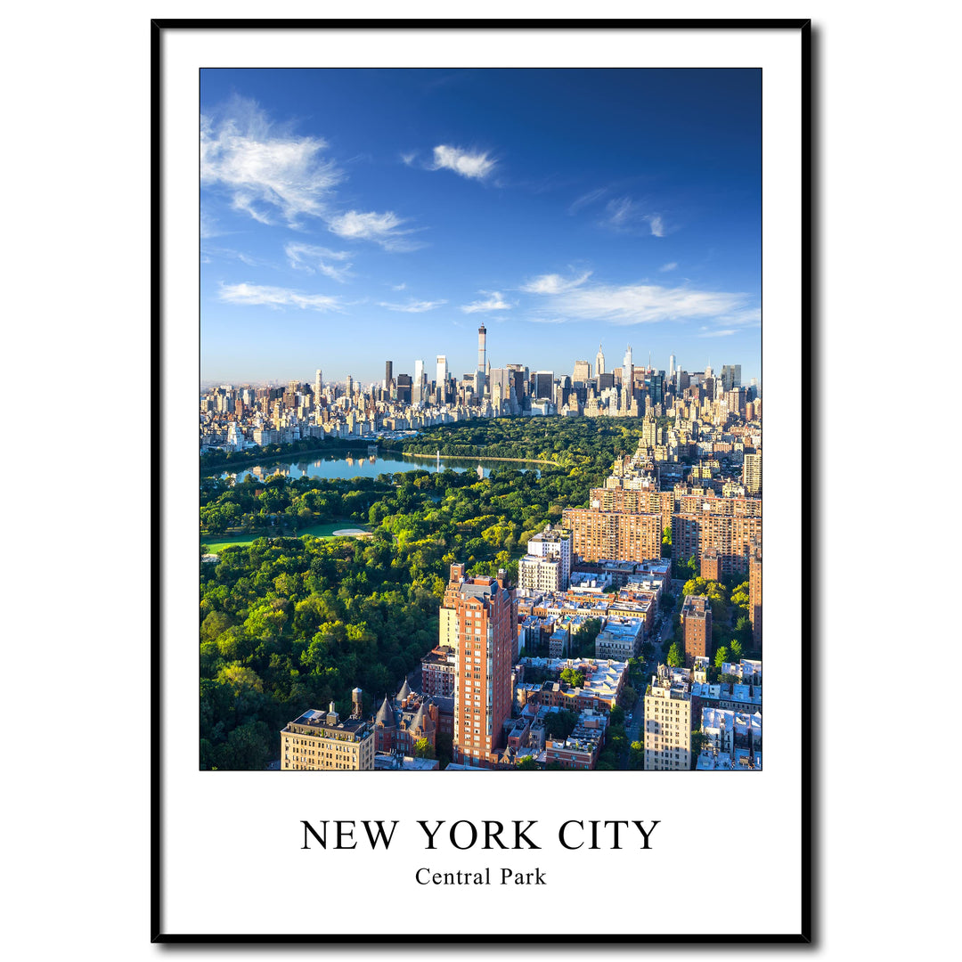 Rahmenbild New York Central Park 50 x 70 cm | Manhattan mit Aussicht auf Central Park bei Tag | Atmo