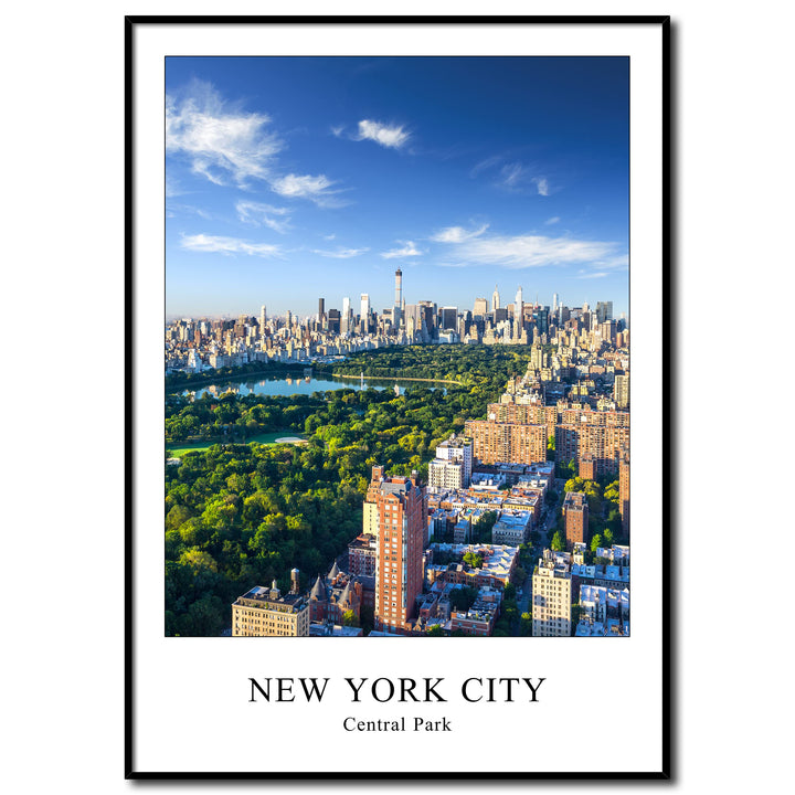 Rahmenbild New York Central Park 50 x 70 cm | Manhattan mit Aussicht auf Central Park bei Tag | Atmo