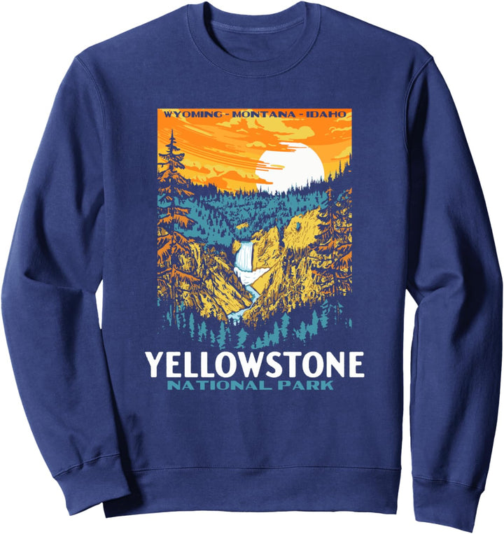 Retro Yellowstone National Park WPA Style Lower Falls Sweatshirt