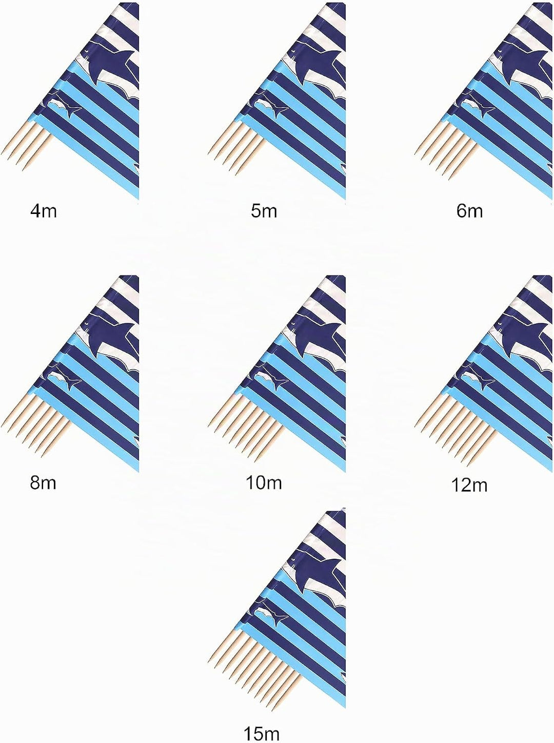 Ladeheid Windschutz Strand Sichtschutz mit Holzstab praktisches Strand Zubehör LAEX001 6 m Streifen/