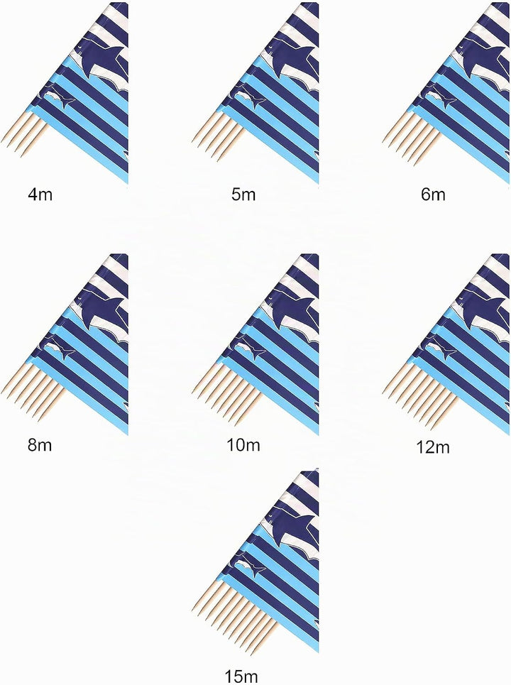 Ladeheid Windschutz Strand Sichtschutz mit Holzstab praktisches Strand Zubehör LAEX001 6 m Streifen/