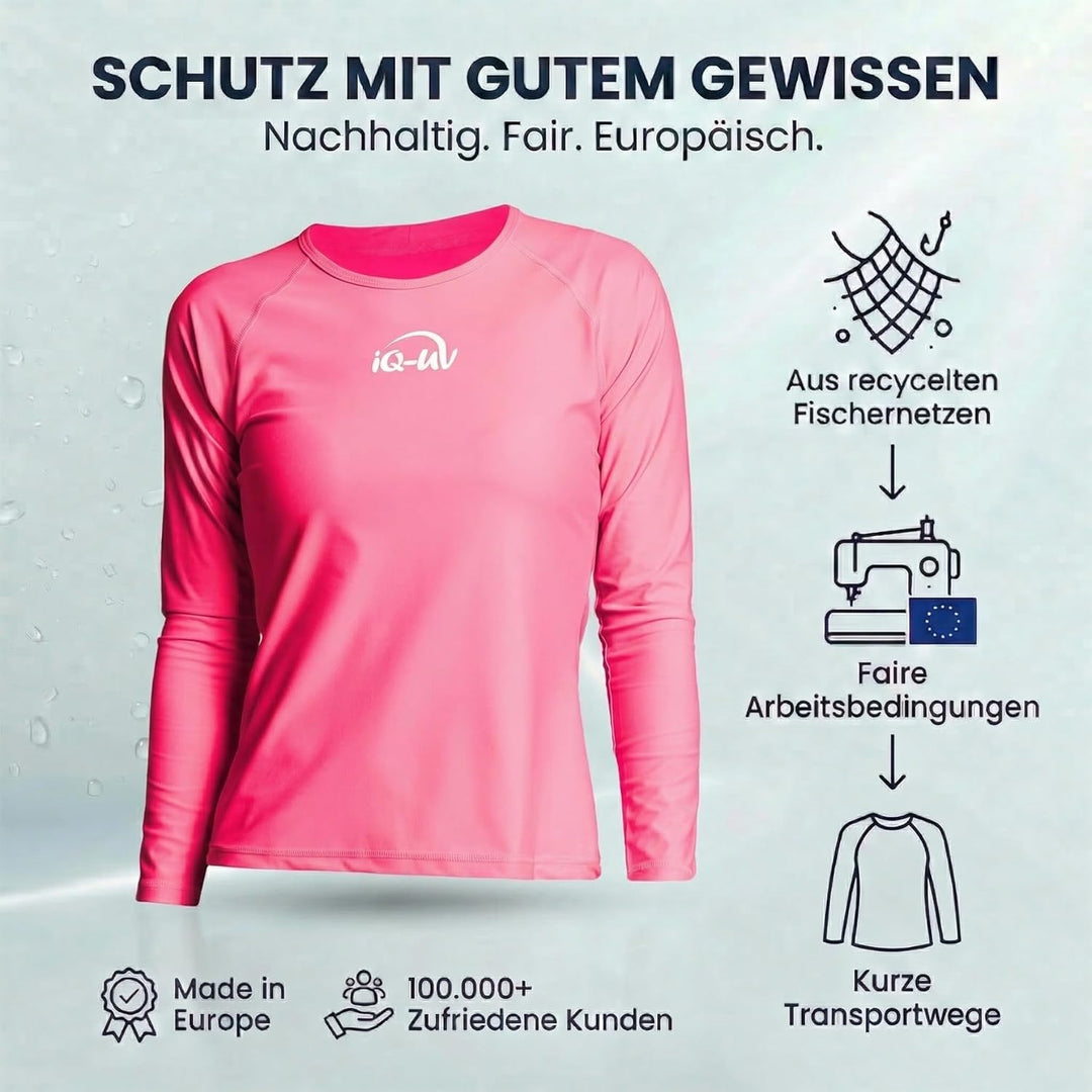 iQ-UV Sportshirt Damen Langarm – Elastisches UV Shirt für Damen für Wasser & Sport – Rash Guard mit