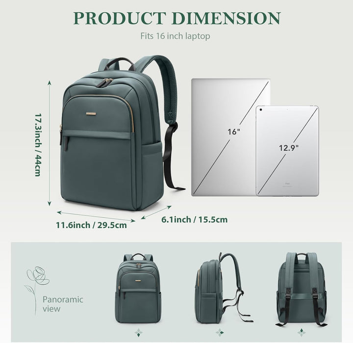 Rucksack Damen für Schule, Laptop Rucksack 16 Zoll, Gross Schultasche Arbeitstasche Lehrertasche Bac