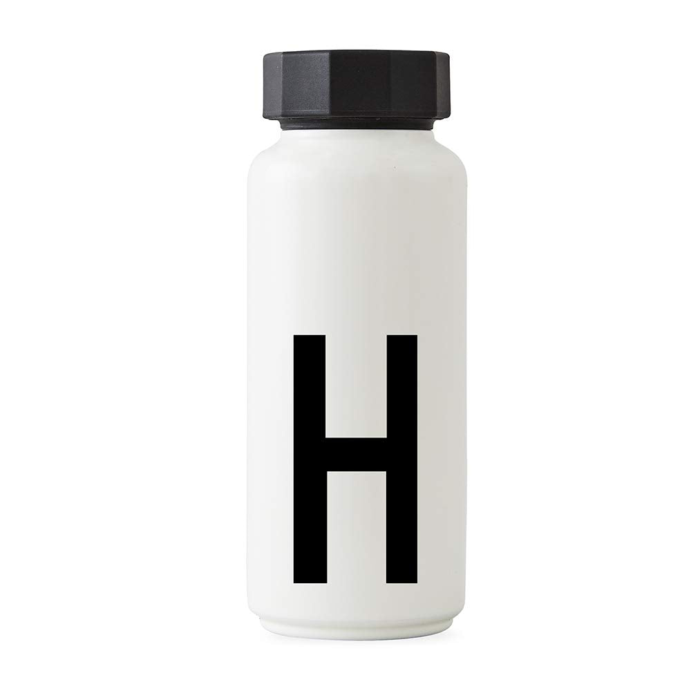 Design Letters Persönliche Edelstahl Trinkflasche Weiss (H) |500 ml| Kohlensäure geeignet BPA-Frei T