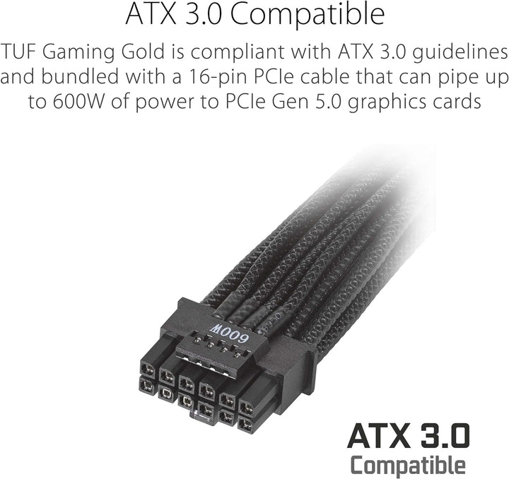 ASUS TUF Gaming 750W Gold Netzteil (750 Watt, vollmodulares Netzteil, ATX 3.0-kompatibel, Axial-tech