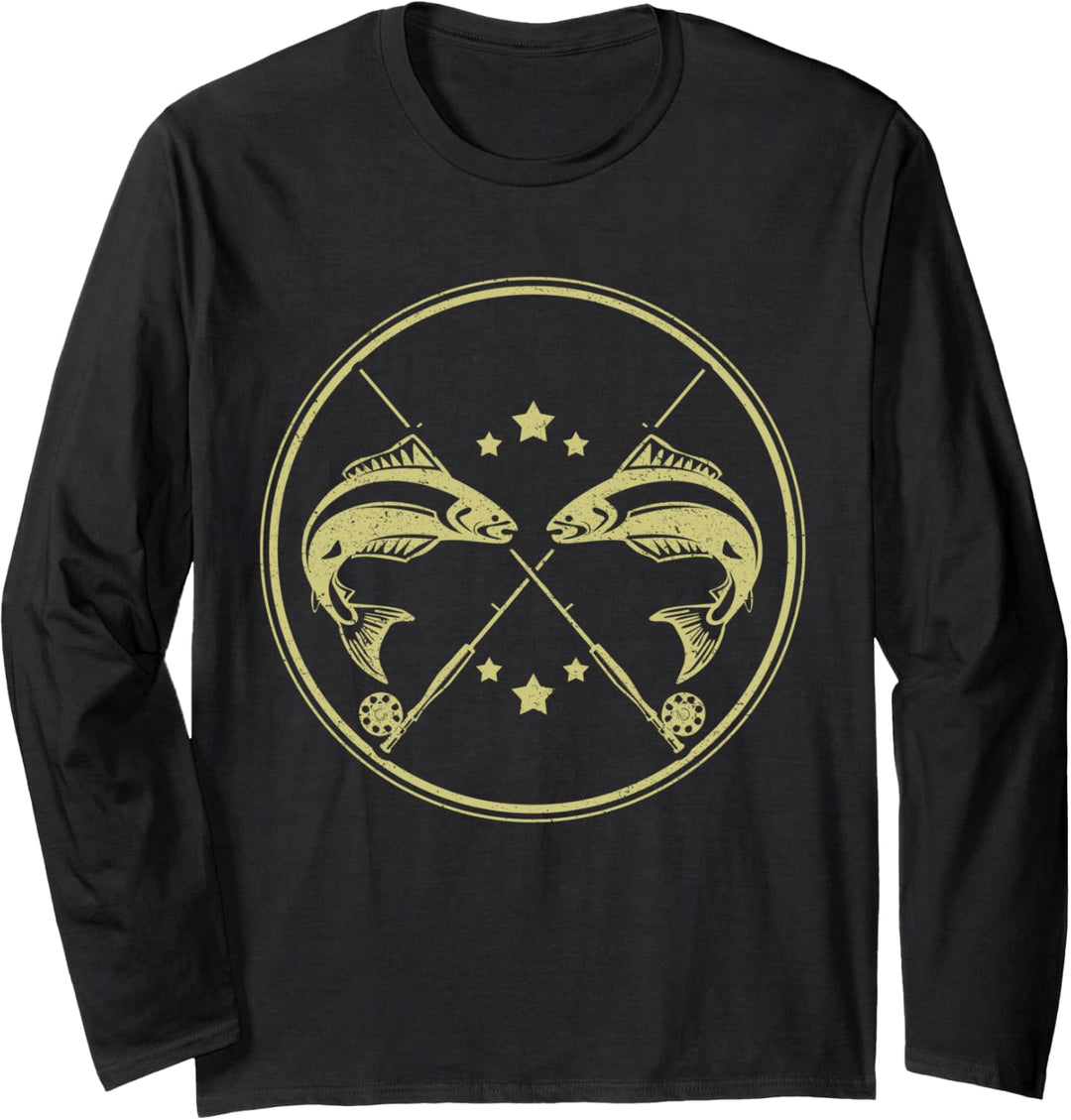 Angel Motiv Geschenk Angler Angelrute Fischen Fisch Langarmshirt