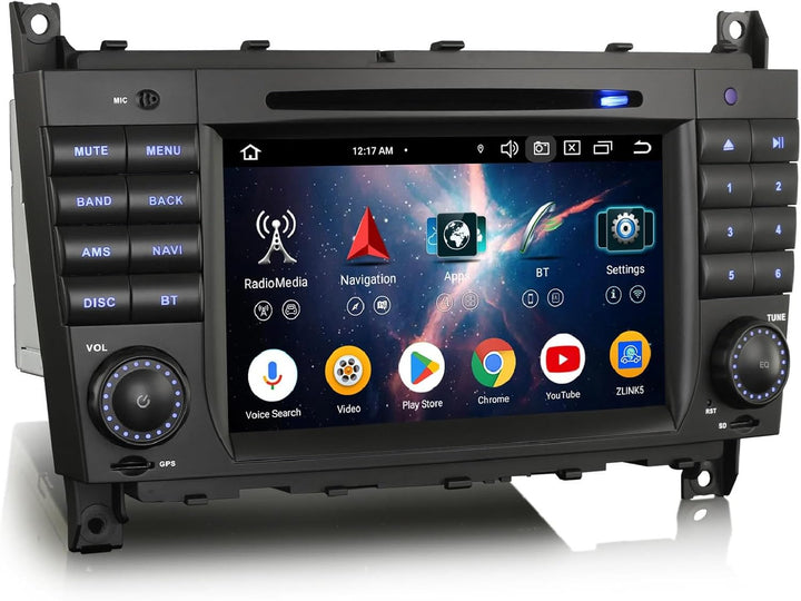 Erisin Acht Kern Android 14 Autoradio DVD 4GB+64GB GPS Navigation Für Mercedes Benz C/CLC/G-Klasse W