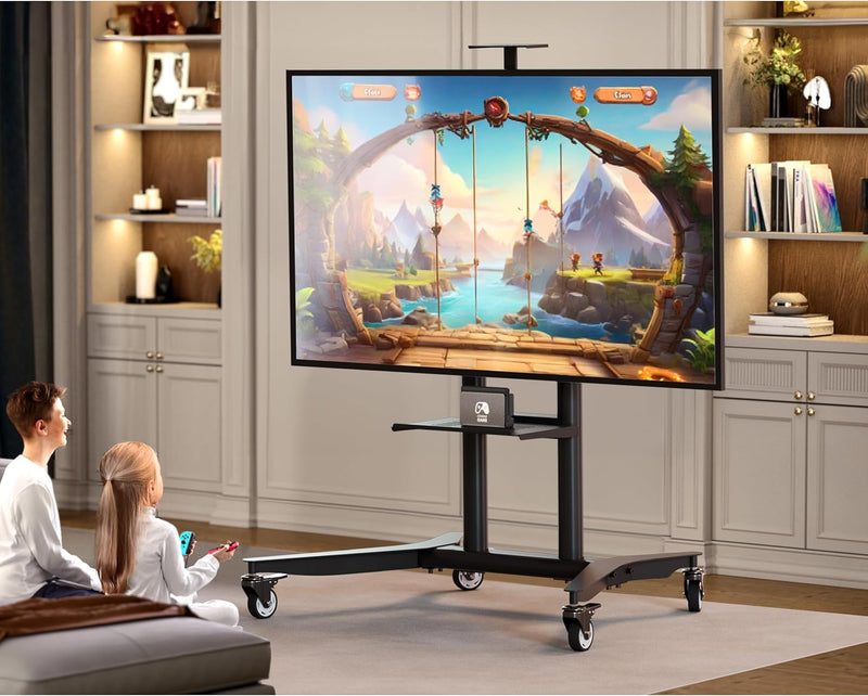 ONKRON TV Ständer rollbar für 55-90 Zoll TVs bis zu 75 kg, Fernsehständer höhenverstellbar 200x200-8