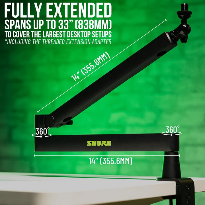 Shure by Gator Premium-Mikrofonständer mit flachem Profil für den Schreibtisch; vollständig verstell