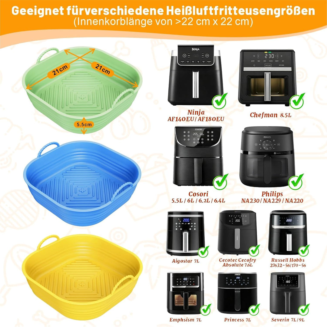 Silikonform für Heissluftfritteuse Zubehör | Air Fryer Liners Wiederverwendbar anstelle Airfryer Bac