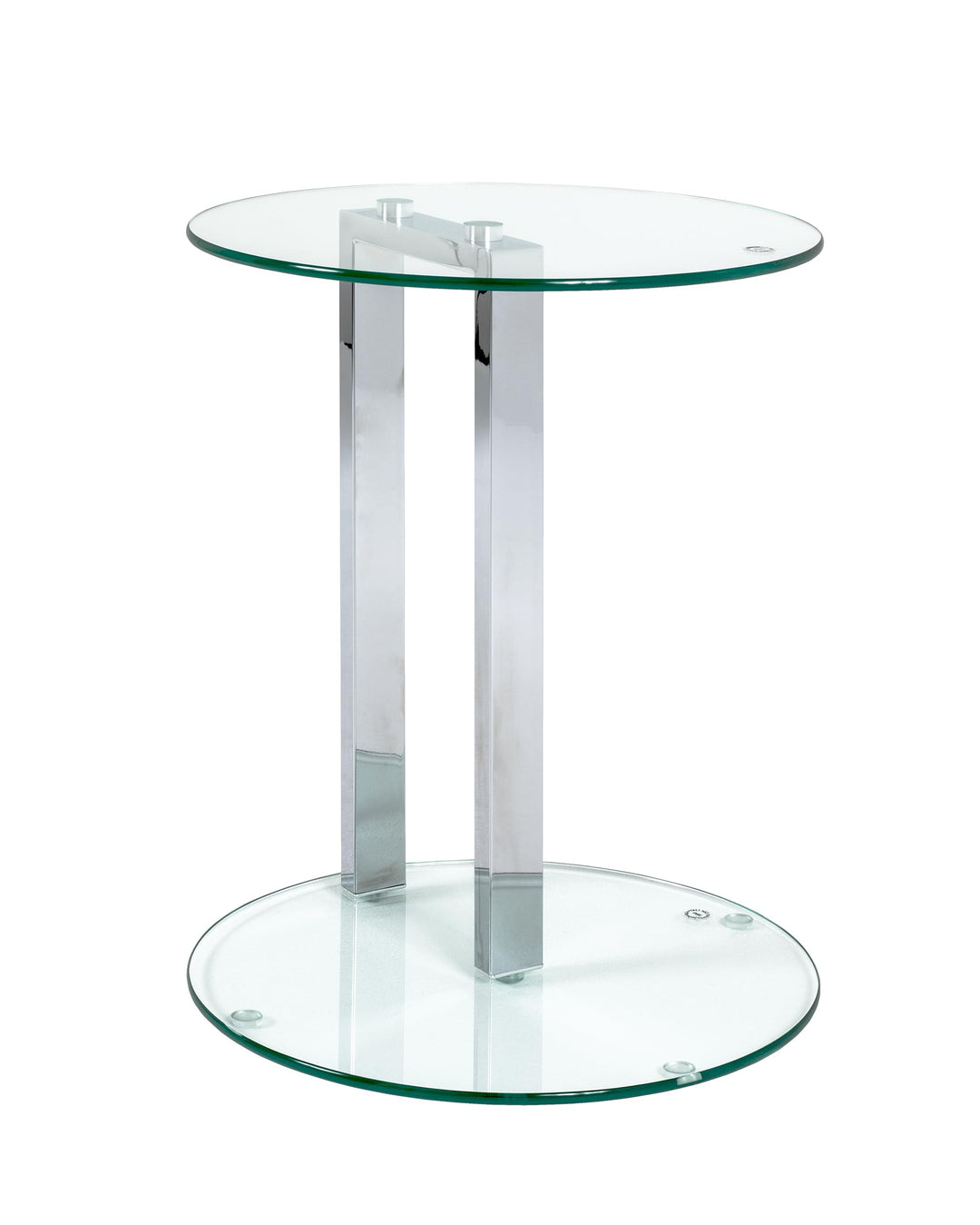 HAKU Beistelltisch Chrom, Metall, Sicherheitsglas 8 mm - Masse: H 50 x Ø 40 cm, Style: Modern H 50 x