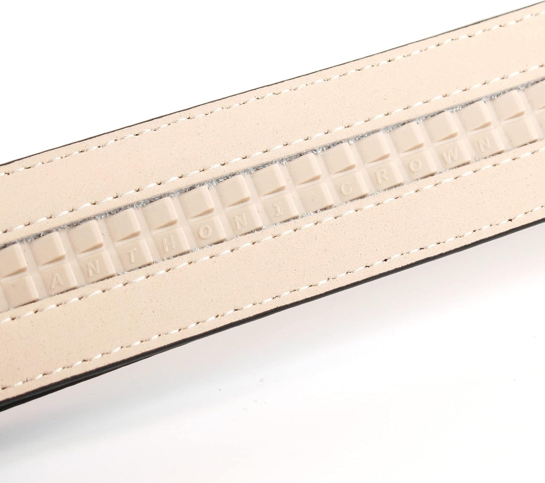Anthoni Crown Ledergürtel Herren mit Prägung, Schwarz, mit Automatik Schnalle, ohne Löcher, Breite 3