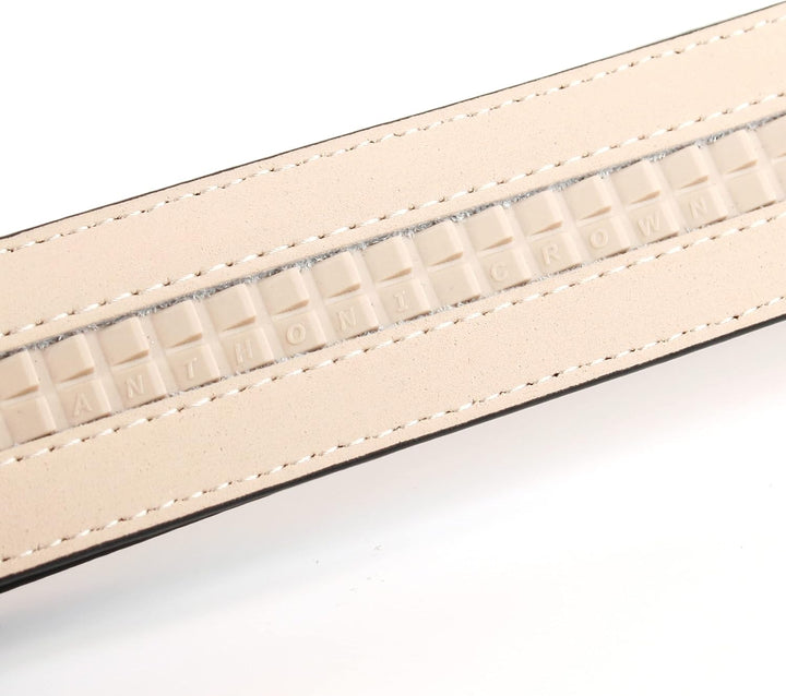 Anthoni Crown Ledergürtel Herren mit Prägung, Schwarz, mit Automatik Schnalle, ohne Löcher, Breite 3