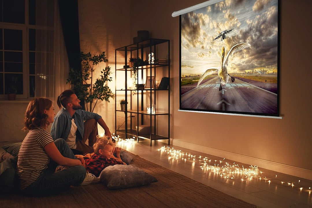 celexon Economy Motor-Leinwand 65" | 120x120 cm 1:1 | elektrische 4K,Full-HD Beamer-Leinwand für Bür