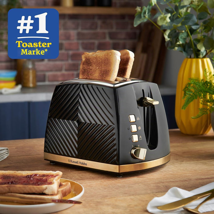 Russell Hobbs 26390 2-Scheiben-Toaster, Touch-Toaster mit 3D-Design mit Gefriereinstellungen, Abbrec