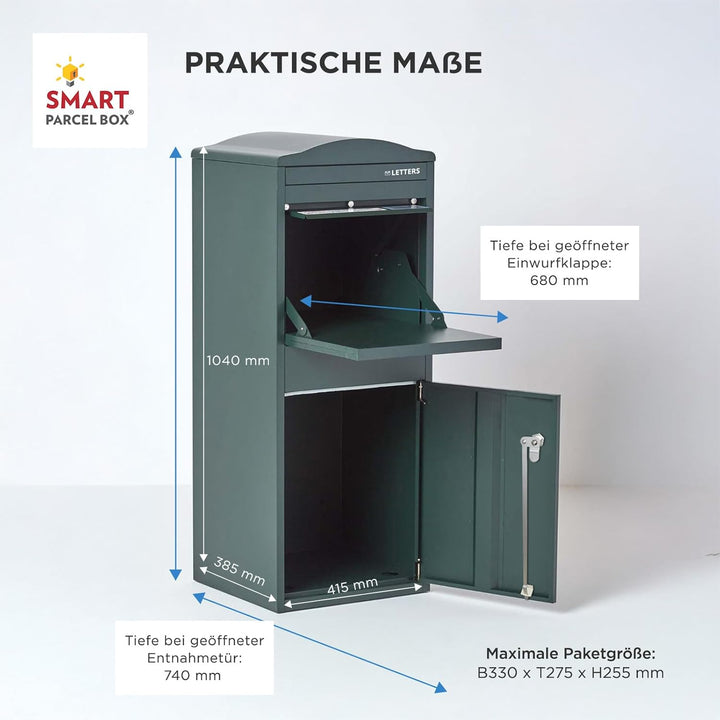 SMART PARCEL BOX Paketbox draussen, Standbriefkasten mit Paketfach, Paketbriefkasten XXL, grosse Pos