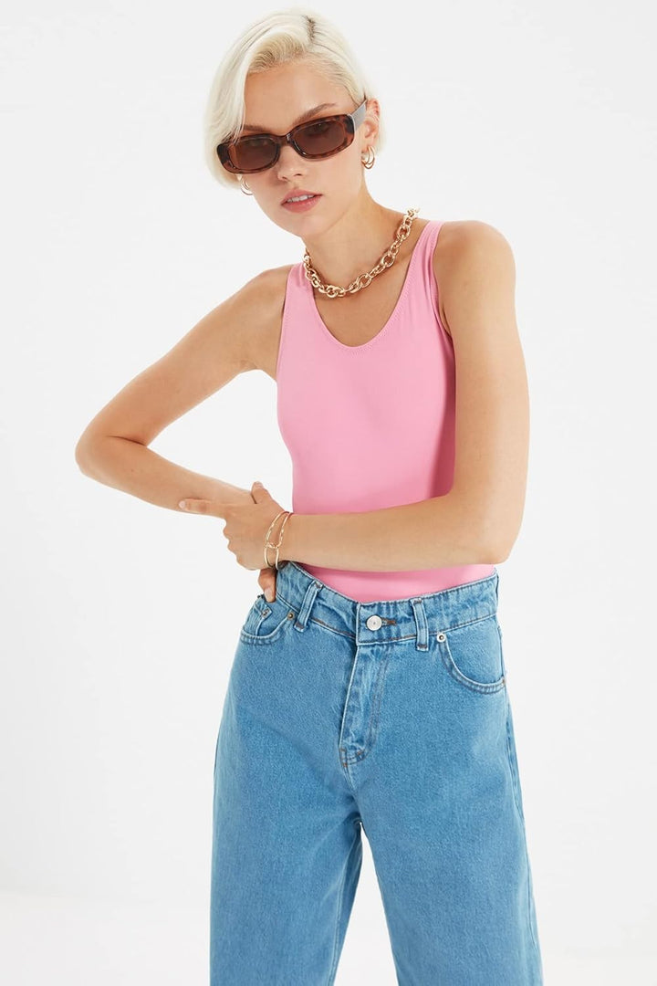 TRENDYOL Damen E Wade-Bein Jeans 34 Blau, 34 Blau