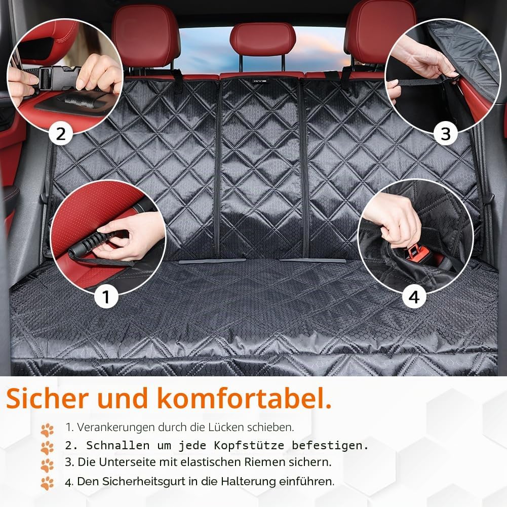 KYG Hundedecke Auto Rückbank, Wasserdicht Abnehmbarer Schutz, Hochwertiger Auto Rücksitz Rücksitzsch