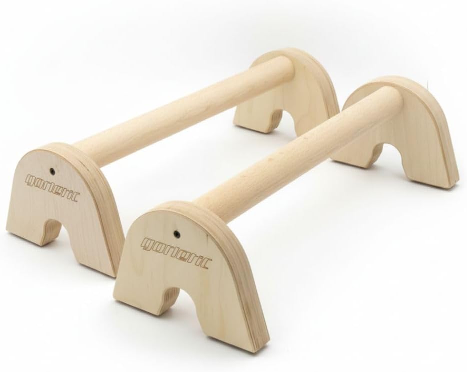 Gorilant - Halterung für Klimmzüge, Kalisthenische Paralletten, Stange aus Buchenholz, 42 cm, Park-T