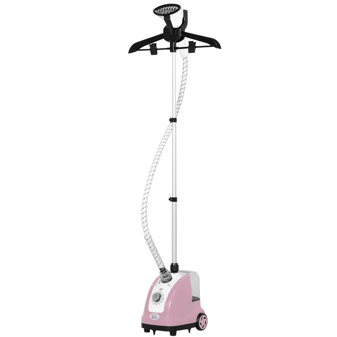 HOMCOM Vertikaler Dampfbügeleisen Kleiderglätter 1,4 L 1950 W Dampfstoss 32g/min Teleskopstange rosa