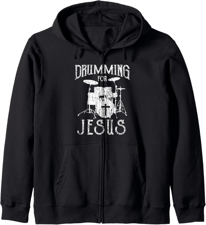 Jesus: Drumming for Jesus - Schlagzeug Sprüche Kapuzenjacke