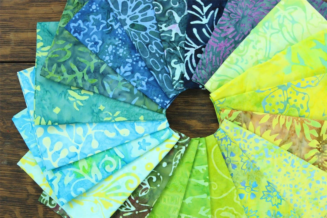 LoudElephant Batik-Stoffbündel aus Baumwolle, vorgeschnitten, Meeresgrün Meergrün, Meergrün