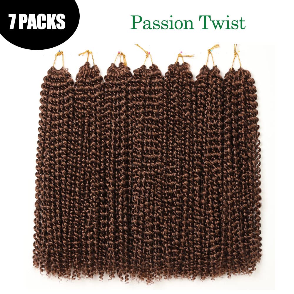 Passion Twist Hair, 7 Packungen 18-Zoll-Wasserwellen-Häkelhaar für langes böhmisches Haar Flechten v