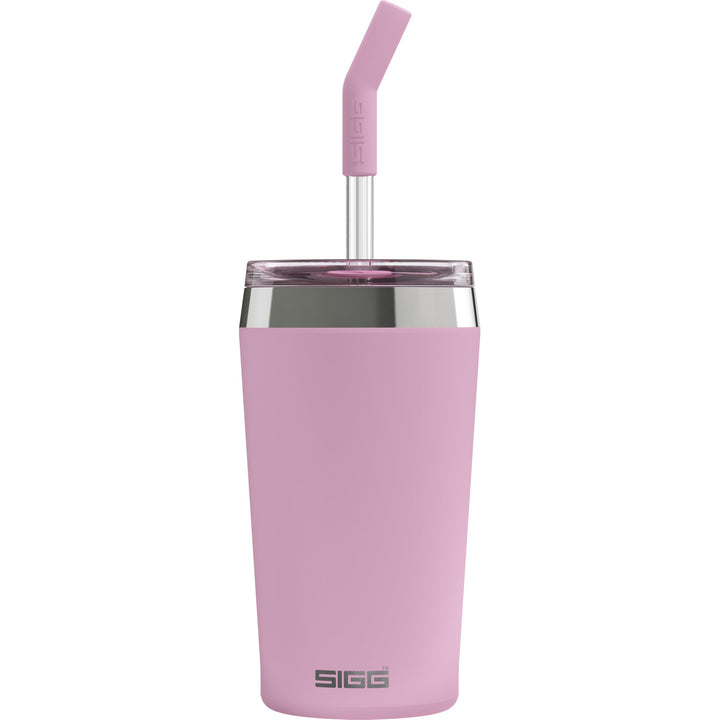 SIGG - Isolierbecher - Travel Mug Helia - Mit wiederverwendbarem Glastrinkhalm &amp; Reinigungsbürste -