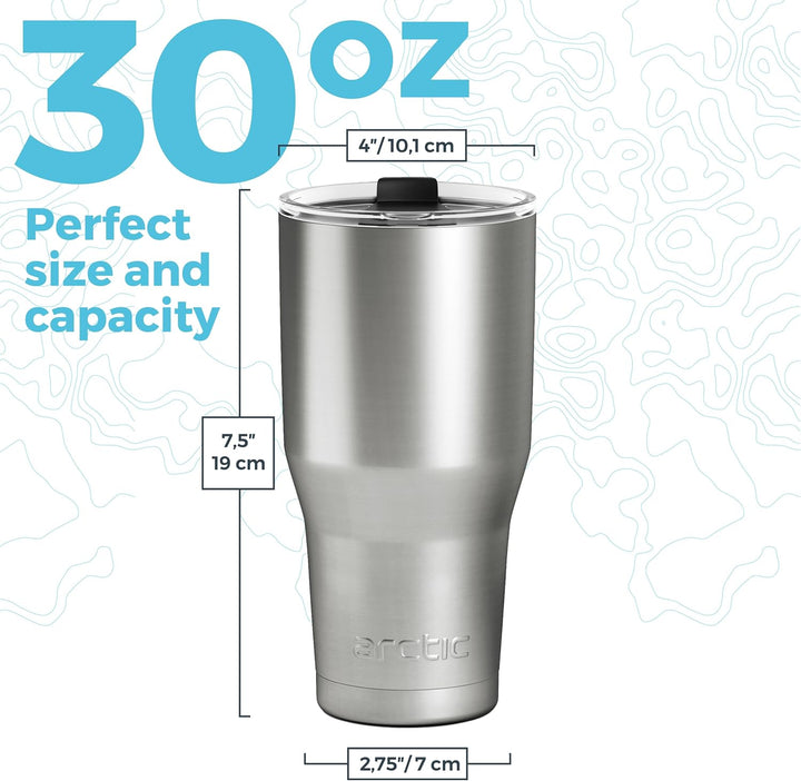 Arctic Tumblers Isolierbecher mit Strohhalm und Reiniger, 850 ml, hält Temperatur bis zu 24 Stunden,