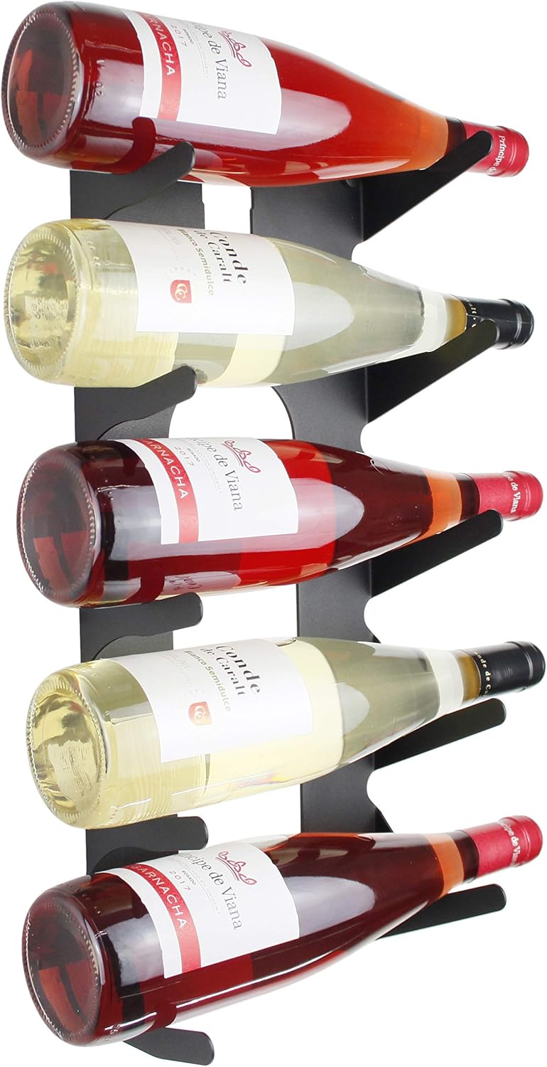 Weinregal aus Stahl für alle Arten von Weinen, mit Wandanker und Zierleisten. (2 x Schwarz), 2 X Sch