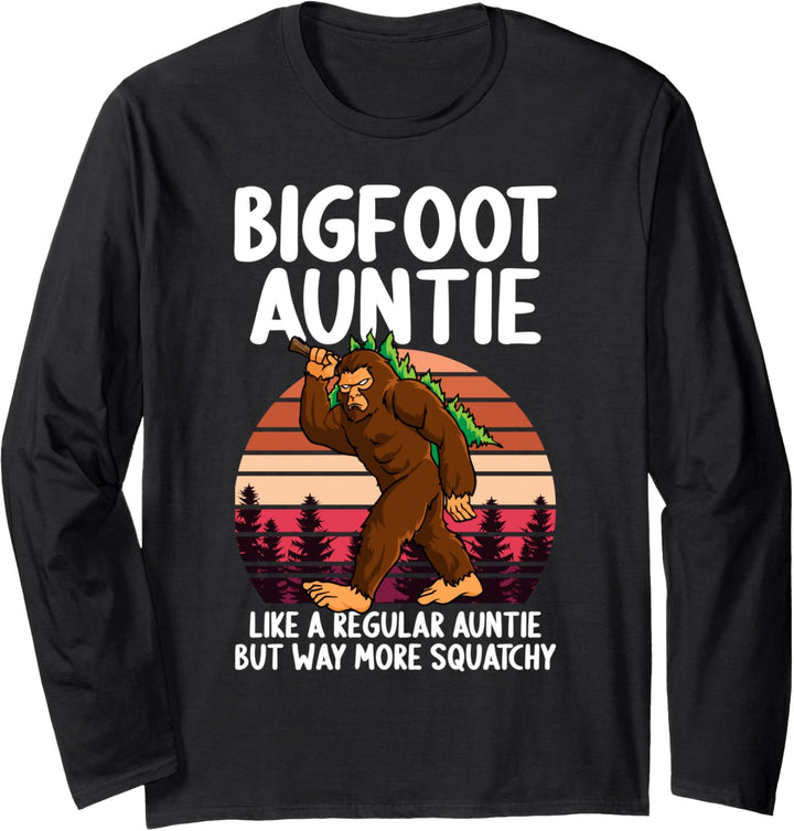 Bigfoot Auntie Squatchy Funny Retro Sunset Sasquatch Aunt Langarmshirt