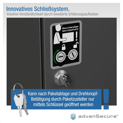 advanSecure® Paketkasten | innovatives Schliesssystem für kontaktlose Paket-Zustellung | für mittel-