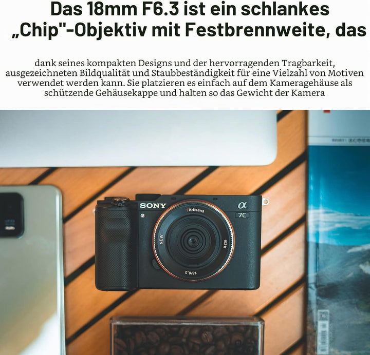 7artisans 18 mm F6.3 MFT M4/3 Objektiv, ultradünn, APS-C Prime Kompaktkamera, spiegellos, für Panaso