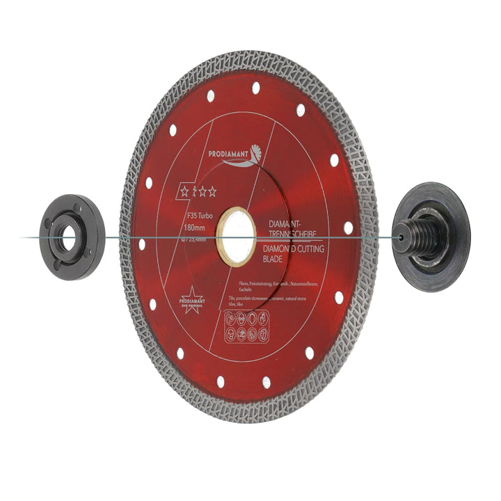 PRODIAMANT Diamanttrennscheibe Fliese Feinsteinzeug 180mm x 30 mit Ring 25,4 mm Fliesenscheibe für T