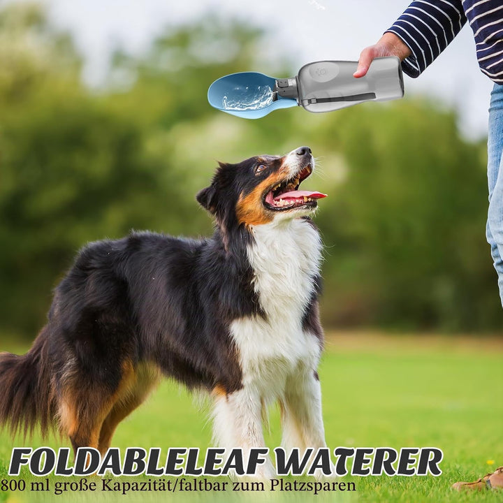 800ML Hunde Trinkflasche für Unterwegs, Auslaufsichere Wasserflasche für Hunde, Tragbare Haustier Hu