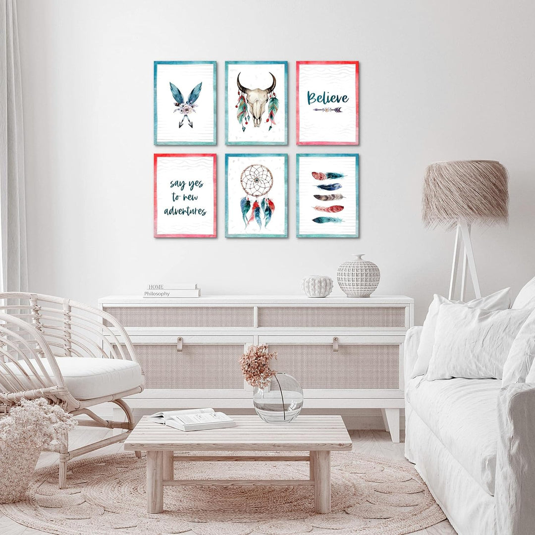 Novart Set Wandbilder - KEIN EXTRA RAMEN BENÖTIGT - Wohnzimmer Schlafzimmer - Bilder Modern Traumfän